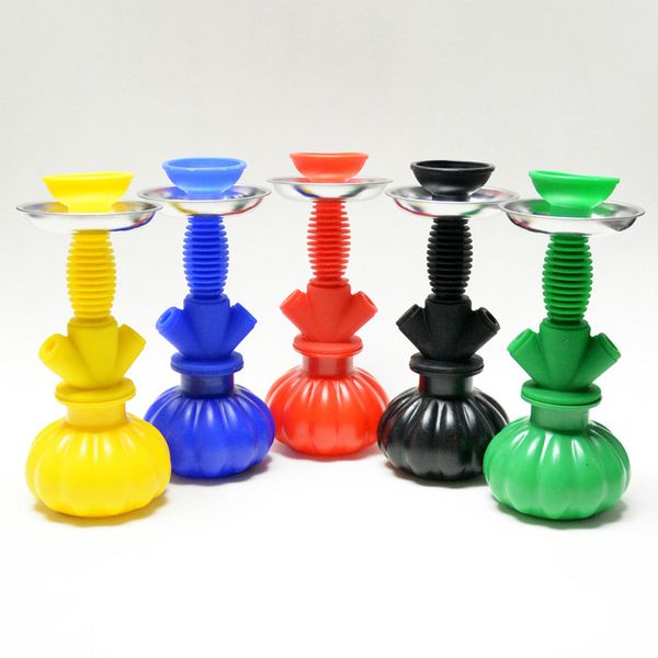 Glass Percolator Bong Conjunto Cool Árabe Haste Rodada de Hookah Shisha Bongs 9,8 polegadas Silicone Recycler Hookahs