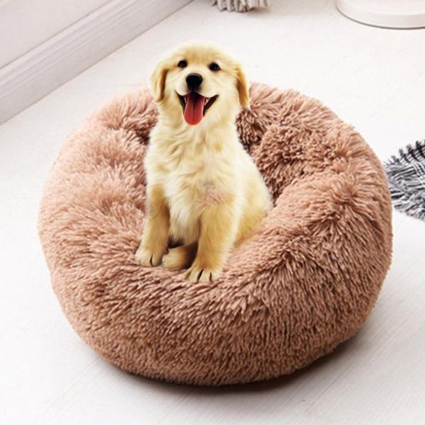 

foldable round cat warm bed fleece donut pet lounger cushion for small medium cat winter dog kennel puppy mat pet bed