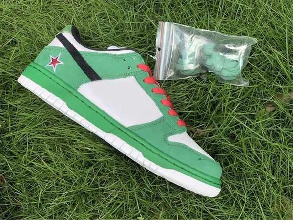 

2020 authentic sb dunk pro low heineken skateboard shoes men women classic green black white red sneakers zapatos with box 304292-302