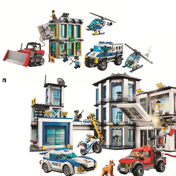 

city series compatible with lepining police station set boy girl building blocks bricks toys for children christmas gifts