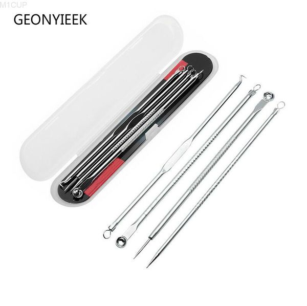 

4 sticks/set dual heads acne needle meter blemish squeeze powder extractor remover spot cleaner skin care tool kit