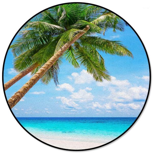 

carpets coconut tree beach pattern rugs and for home living room round rug children rooms non-slip1