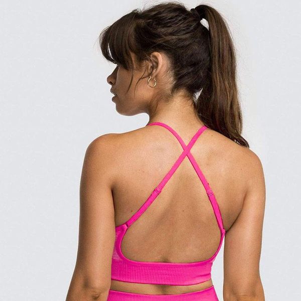 

women seamless sports bra push up yoga bra workout underwear female sport crop fitness brassiere sport femme, White;red