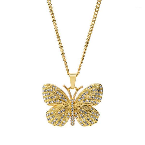 

zinc alloy butterfly chain men women hip hop necklace 2colors1, Silver