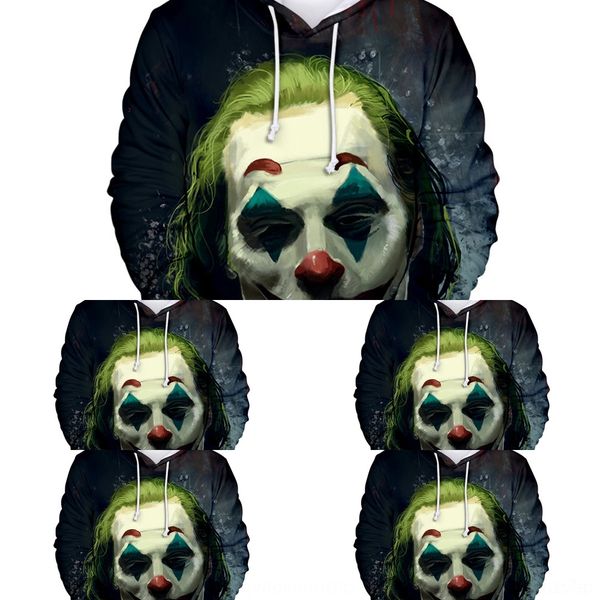 

ypzdo new pfrte tv series american 2019 pullover 3d fashion pullover clown hoodie hoodie hoodieand hooded sweater joker, Black