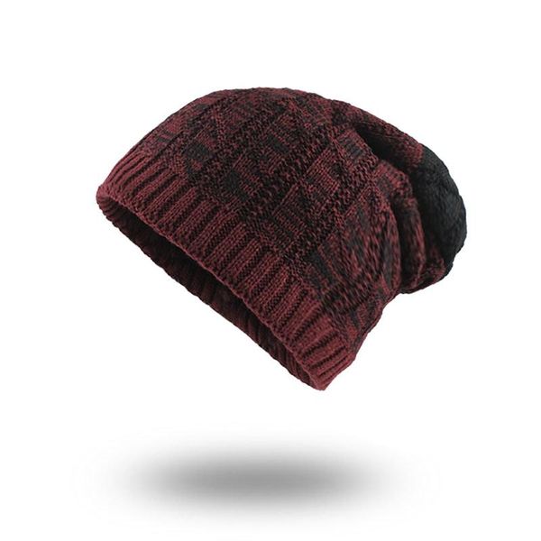 

flb] men's winter hats fashionable knit black hats autumn hats thick and warm skullies soft knitted woolen cotton f18038 sqczdf, Black;white