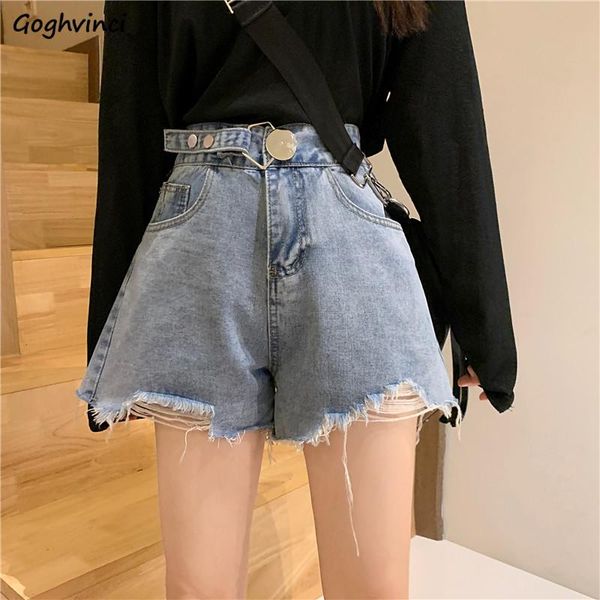 

shorts women summer denim high-waist all-match korean style wide-leg chic students fur-line ripped bf vintage womens stylish new, White;black
