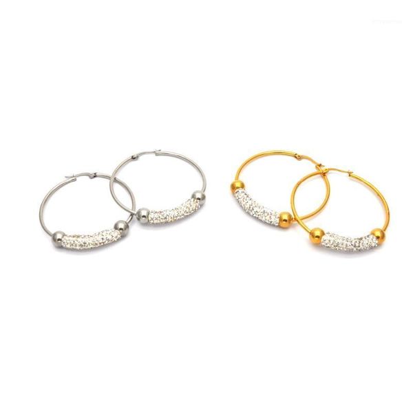 

delicate earring jewelry wholesale stainless steel women earring silver and gold color with charm zircon hoop e042611, Golden;silver