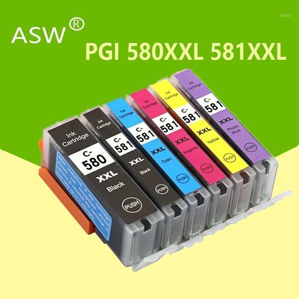 

asw 6pk compatible pgi580 cli581 ink for canon pgi 580 pgbk cli 581 bk/c/m/y/pbk xl for pixma ts8150 ts8151 ts8152 ts9150 ts91551