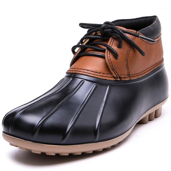 

tongpu women's casual duck boots low-heel ankle rain boots 28-3021, Black