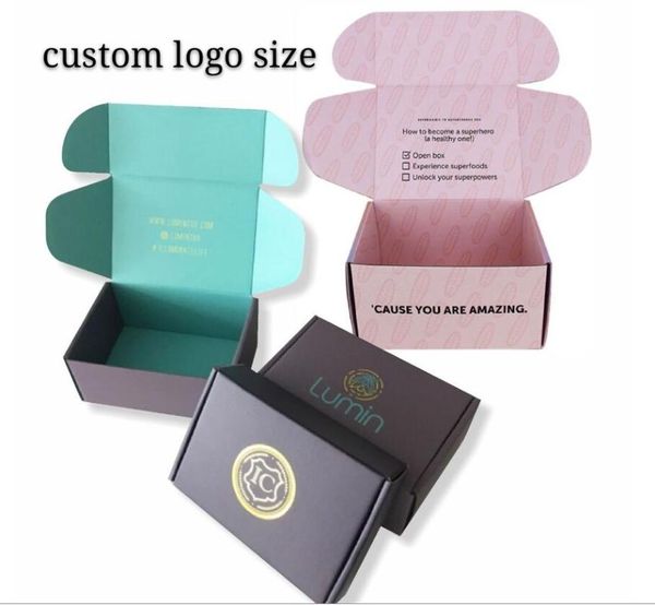 

100pcs/lot custom paper box gift box bag corrugated paper shipping mailer boxes printed logo packaging clothes shirt