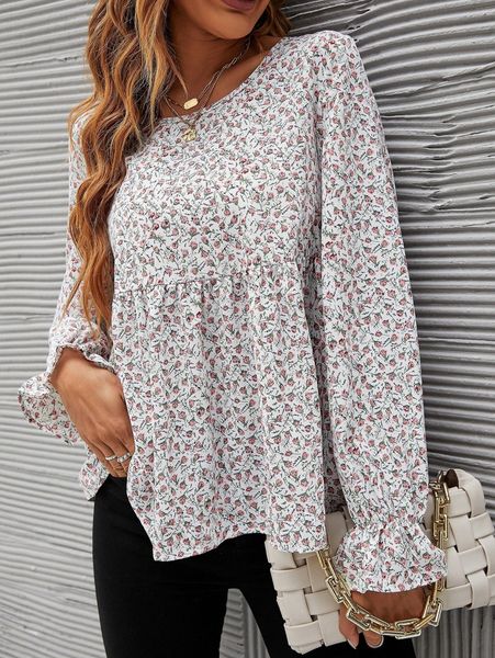 

ditsy floral peplum blouse m48n#, White