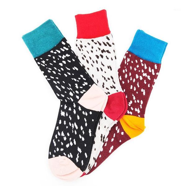 

1 pair harajuku color matching wide mouth high tube national style personality autumn winter men and women socks1, Black;white
