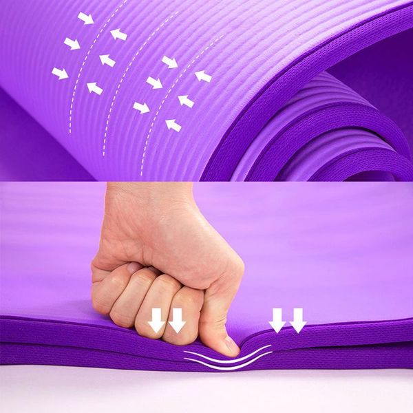 

10 мм утолщенные нескользящие йоги коврики nbr не скольжение подушка цитат безвкусный фитнес коврик esterilla pilates home упражнения для тр