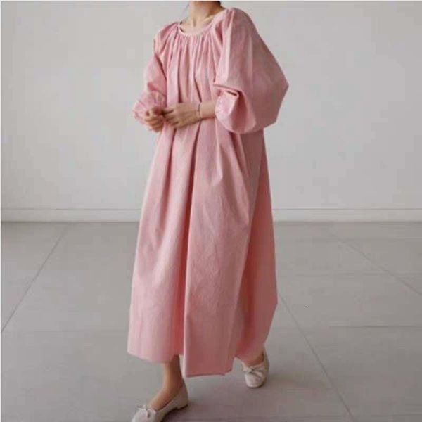 

2021 new spring and summer fashion lantern sleeves round neck pullover loose big size shirt dress female vestido wm13701, Black;gray