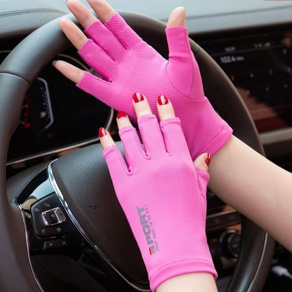 

finger leather gloves for men women in winter warm waterproof riding with exposed missing fingers and half, Blue;gray