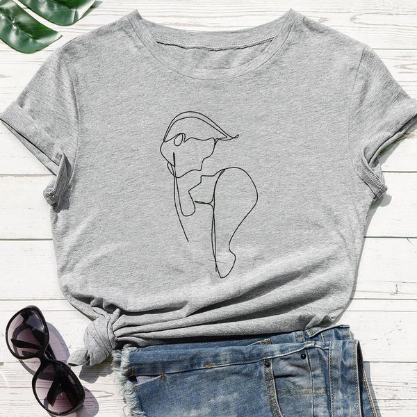 

nimation minimalism draw a couple in love graphic new women t-shirt t shirt comfortable round casual neck streetwear tshirt, White