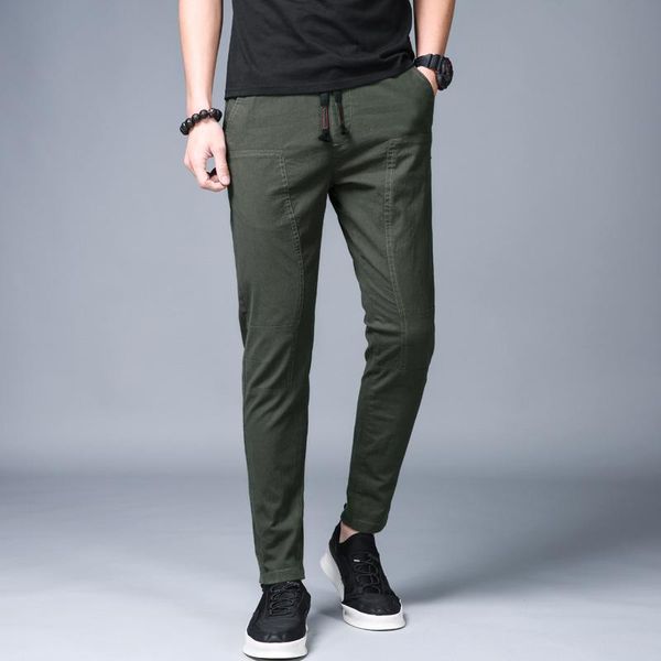 

men's pants solid casual sweat men large size 38 trousers male business causal pant, Black