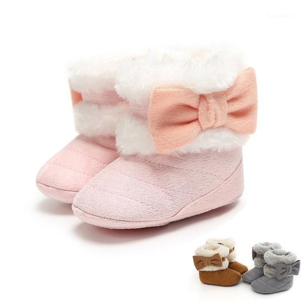 

2020 plush bow baby boots infant boys winter warm shoes fashion fuzzy first walkers newborn baby crib shoes toddler girl1
