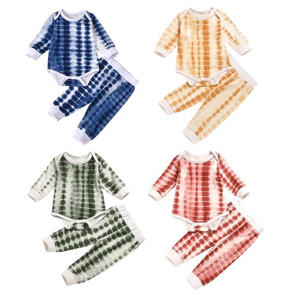 

clothing sets born baby clothes set autumn infant girls boys outfits spring long sleeve bodysuits +pants tie dye 2pcs 0-24m, White