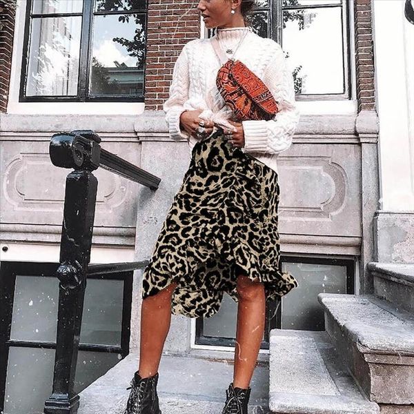 

2019 new high street multi-color leopard women long skirt slim fit straight fashion speacial faldas plus size b4, Black