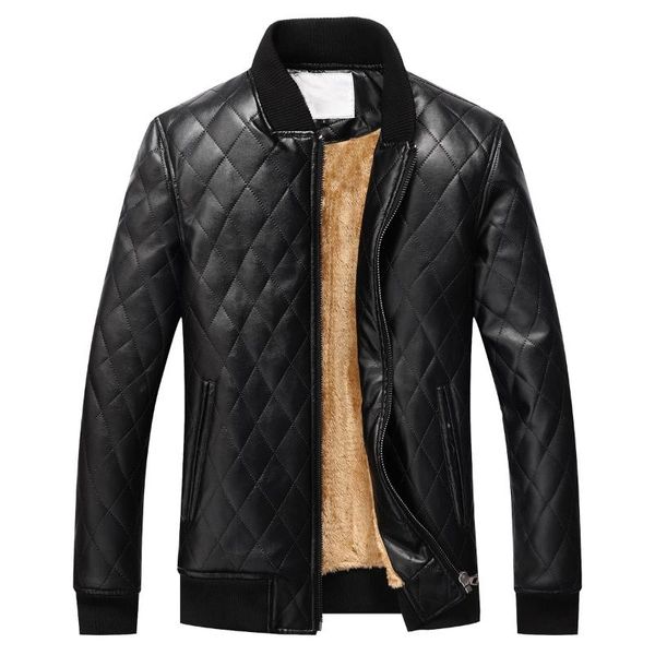 

2020 new velet lining plus size mens winter leather jackets, Black