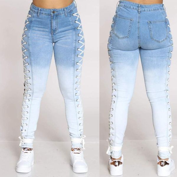 

1c bandage stretch jeans womens pants, Blue