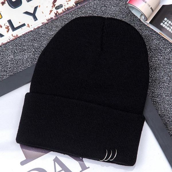 

cokk autumn winter hats for women girls knitted cap with ring hip hop korean bonnet beanie hat female stretch hats gorras swy bbyjym, Blue;gray