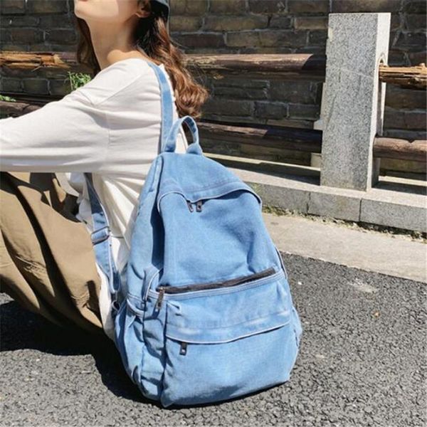 

2020 vintage style jeans backpacks bags large size school bags denim travel kroean style drop shipping m759