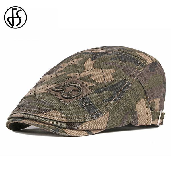 

fs new vintage flat cap camouflage big size summer outdoor men women caps hats berets army green khaki boinas masculina 201026, Blue;gray