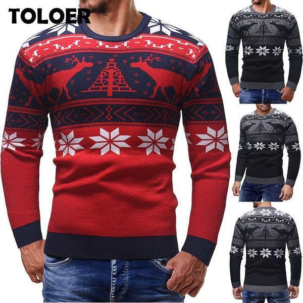 

brand men sweater 2020 christmas autumn winter warm pullover 3d knitted sweater blouse mens jumper deer print sweaters male1, White;black