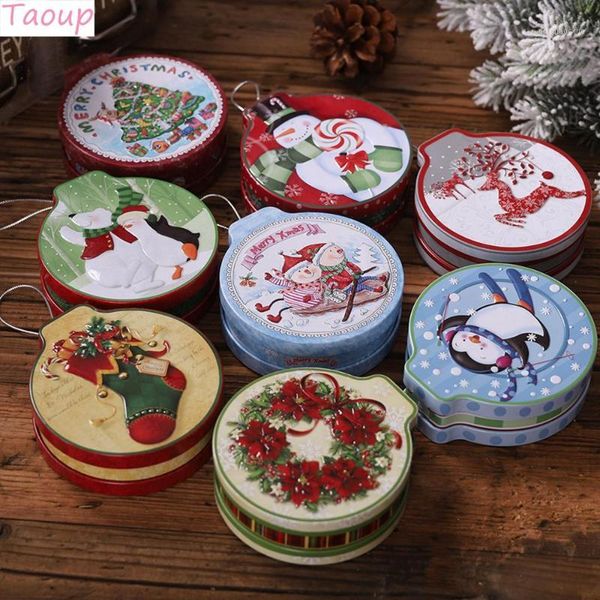 

christmas decorations taoup round metal merry gift boxes home decor for present packaging candy santa claus noel 2021 navida1