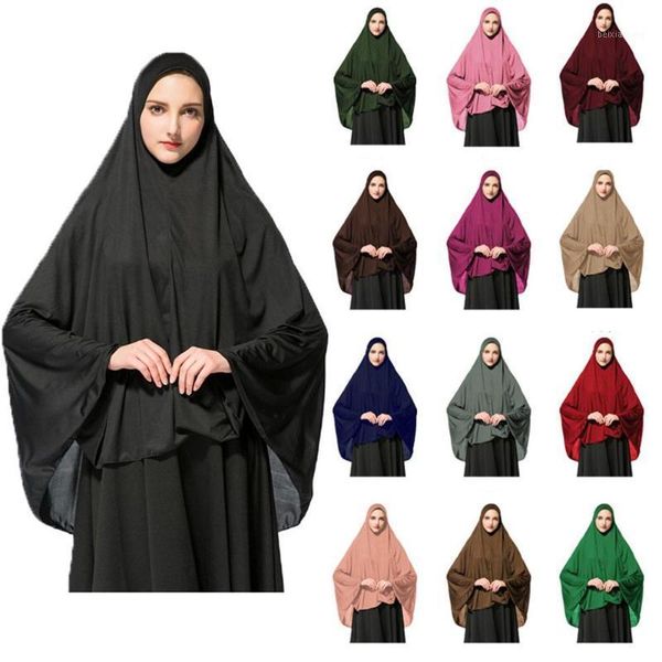 

muslim women long hijab one piece ai amira khimar islmaic prayer caps burqa arab modest hijabs neck chest cover niqab burka hat1, Red