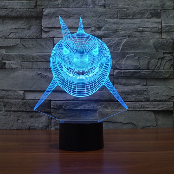 

2021 new 7 colors changing monster shark lamps 3d touch night light 59sq