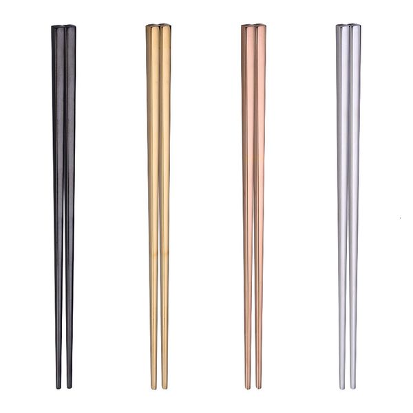 

stainless steel dinnerware cutlery gold black silver square chopsticks bar restaurant kitchen supplies dhl