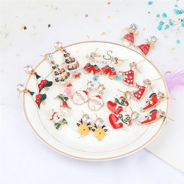 

3 пары рождество ушные рождество уха коты xmas themed креативный масло капельного серьги набор алмазный белл серьги партии ear decor wmtwvk