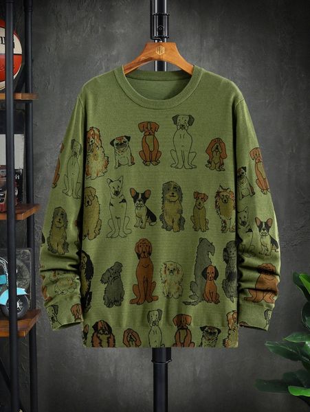 

men dog pattern sweater 50ej#, White;black