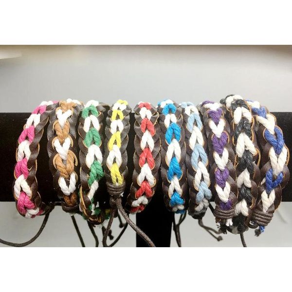 

10 mixed colors men women fashion braid leather rope bracelets jewelry surf friendship wristband bangles couple br jlldcr bdecoat, Golden;silver