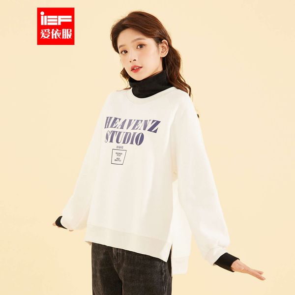 

ief / aiyi clothes winter 2020 new korean version of versatile high collar contrast color western style loose top, Black