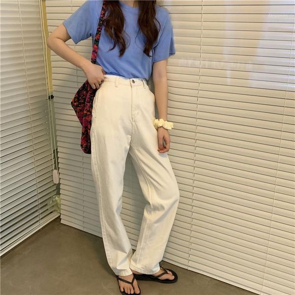 

spring daddy wide leg pants for women casual vintage high waist long trousers korean slim all-match solid color women pant1, Blue