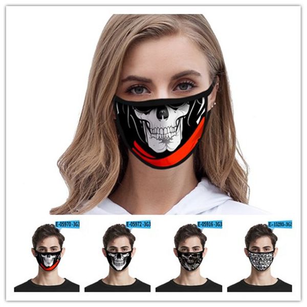

designer face mask skull personality 3d luxury face masks black dustproof fashion printing ice silk fabric can be washed
