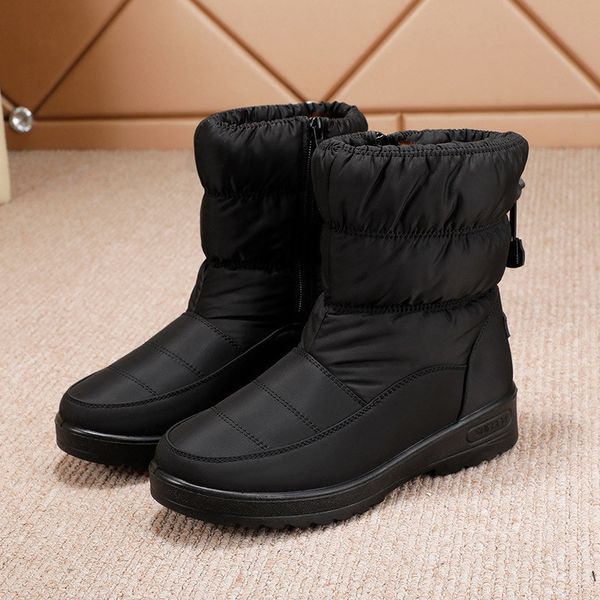 

2021 the new snow lady furry ankle boots snug women's soft shoes new zip bewi, Black