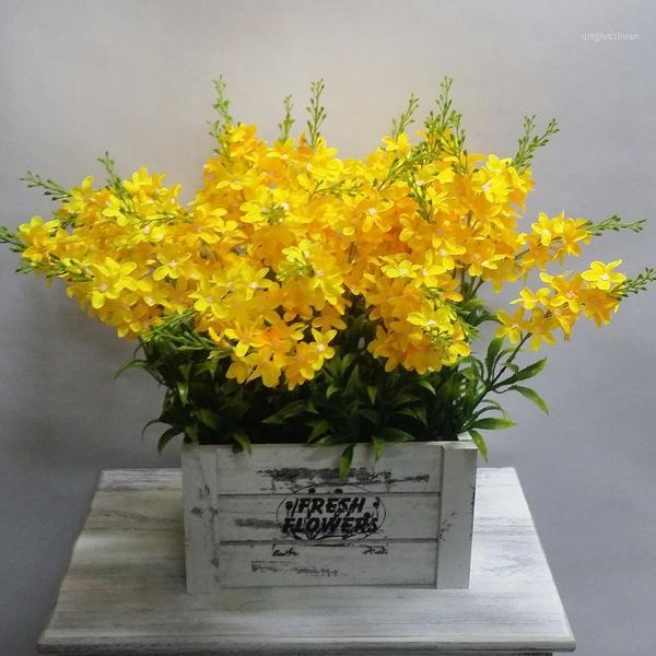 

42cm artificial real hyacinth flowers plastic yellow deskarrangement home living room l wedding shop office decor plants1