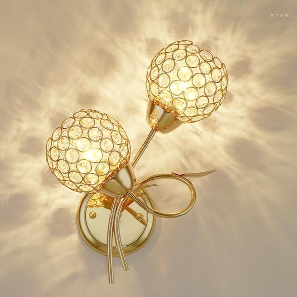 

wall lamp double headed crystal gold living room background el led sconce indoor modern light1