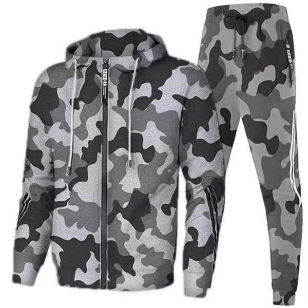 

camouflage outdoor camping cotton fishing hiking , striped sports suit in spring and autumn of 2022, Gray