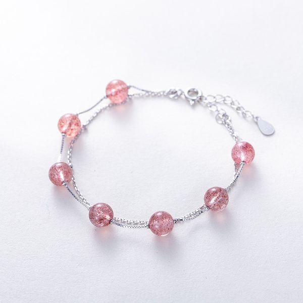 

yite 925 стерлингового серебра двойной слой клубники кристалл браслет braceletstrawberry braceletbracelet женщин корейской моды руки ювелирн, Golden;silver