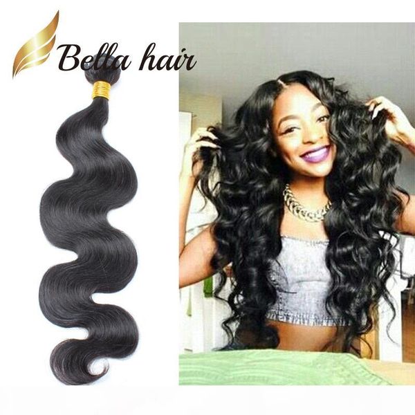 

bella hair 5pcs lot peruvian human hair weaves 9a grade natural color 10"-24" body wave wavy double weft hair weaves, Black