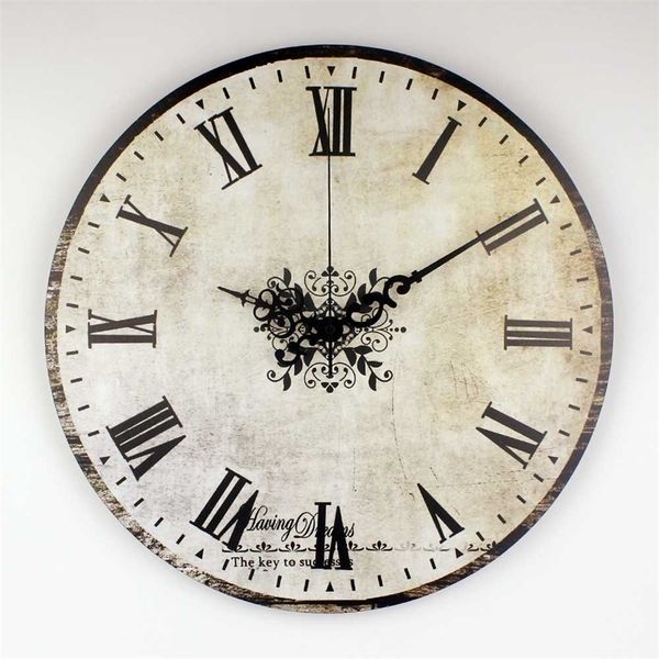 Бренд абсолютно бесшумный старинный большой декоративный с водонепроницаемыми часами и римским номером ретро настенный декор часы 201212