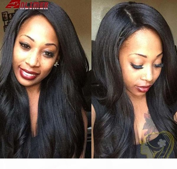 

anlimer 13x4 yaki straight wig glueless lace front human hair wigs brazilian lace wig yaki human hair wigs remy hair, Black