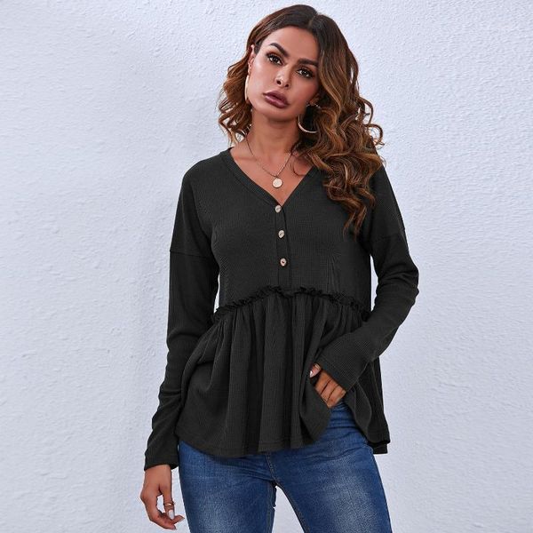 

autumn/winter new casual v collar thin long-sleeved balck shirts1, White